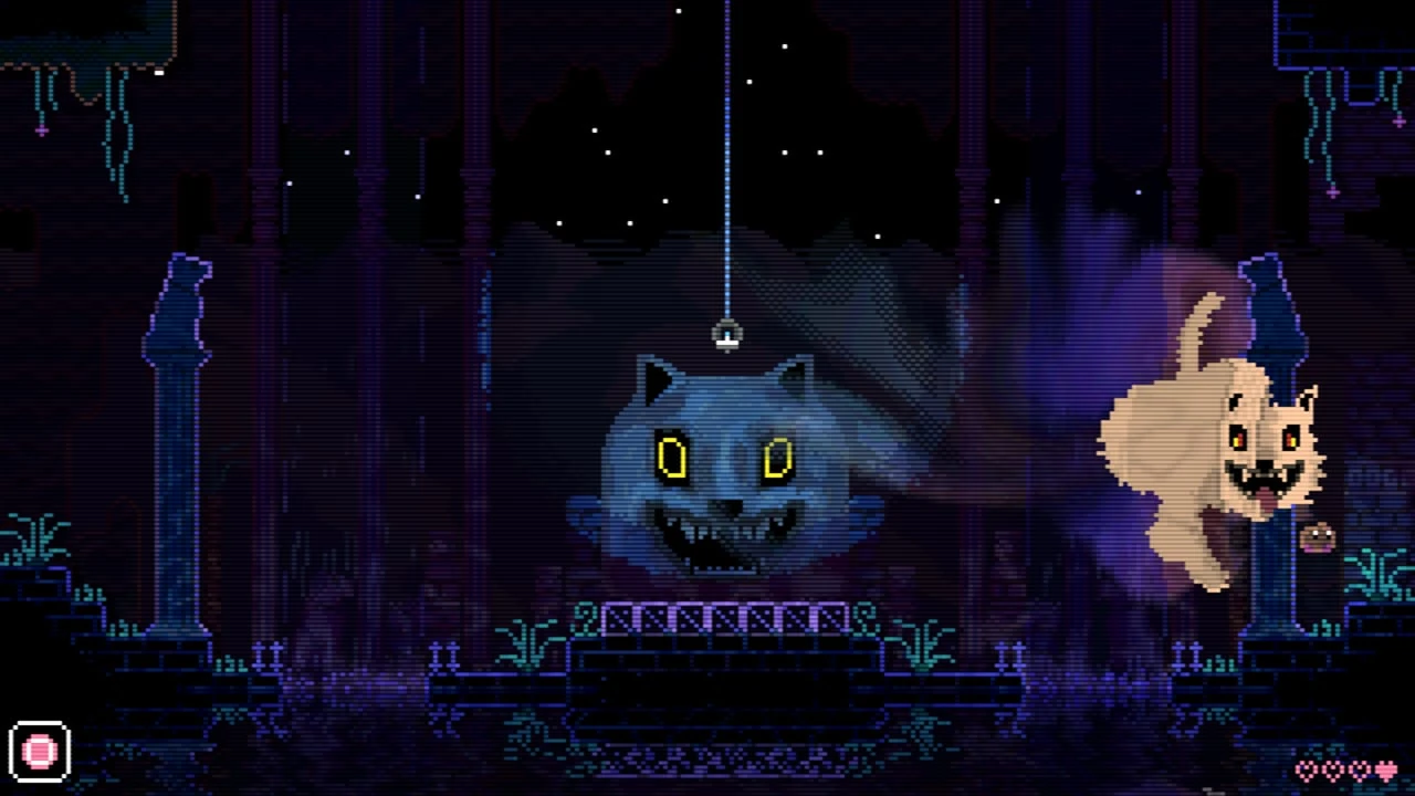 Nintendo 공식 스토어에 게시된 실제 플레이 화면 2 — 픽셀 아트 위에 조명과 생물의 움직임이 겹치는 공간 표현