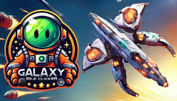 우주선과 행성 탐사를 전면에 둔 Galaxy Idle Clicker 공식 Steam 대표 이미지